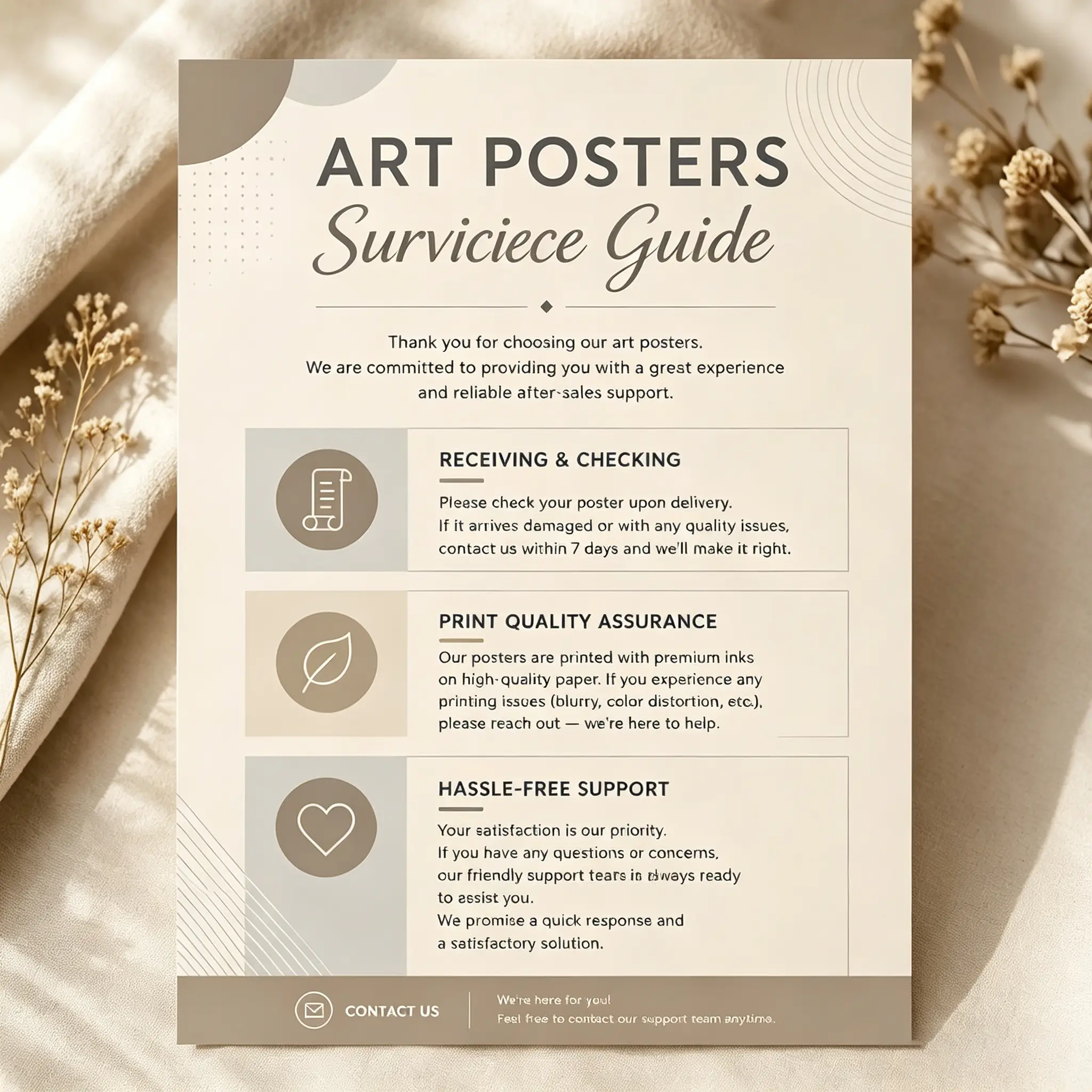 Canvas Print & Poster After-Sales Warranty Certificate