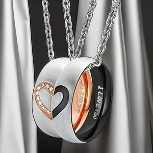 Matching Stainless Steel Ring Necklaces for Couples - Set of 2 - for Him and Her