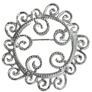 Vintage Sarah Coventry Silver Tone Silvery Mist Brooch Scarf Pin Jewelry with Spiral Swirls