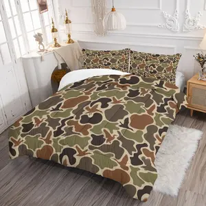 Classic Hunting Style Duck Camouflage Comforter Set, Includes 1 or 2 Pillowcases, Soft Comfortable Bedding, Suitable for All Seasons