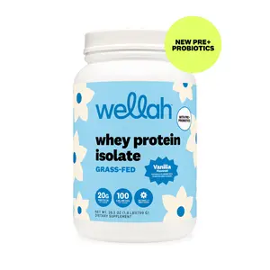 Wellah Grass-Fed Whey Protein + Pre & Probiotics Supplement | 20g Of Whey Protein Isolate With Only 100 Calories | 30 Servings Edible Dietary