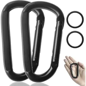 Carabiner Clip, 3" Heavy Duty Small Carabiner for Hammocks, Camping Accessories, Hiking, Keychains, 880 lbs, Black