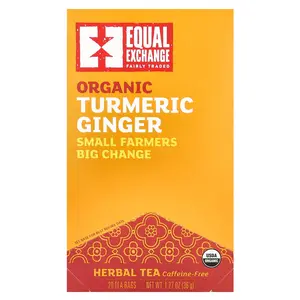 Equal Exchange Organic Turmeric Ginger, Herbal Tea, Caffeine-Free, 20 Tea Bags, 1.27 oz (36 g)