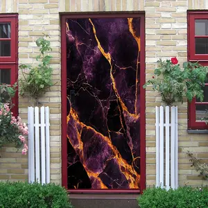 2pcs   This purple marble texture wall sticker uses high-definition printing technology with realistic natural texture and golden lines outlining unique artistic sense, easy to decorate doors walls a