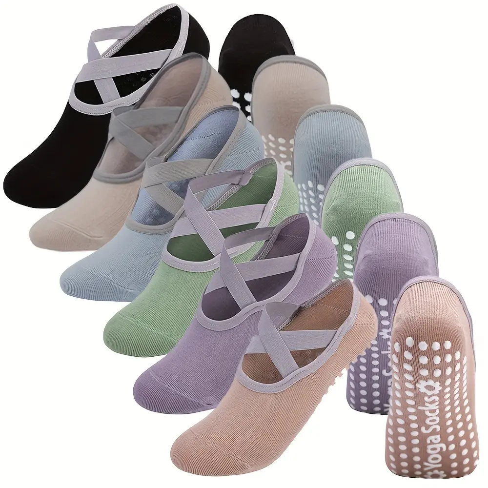 6 Pairs Cotton Yoga Socks with Silicone Anti-Slip Sole Breathable Short Boat Socks Design for Pilates Dance Floor Exercises Multi-Color Solid Version for Teenagers Womenswear Bridal Maternity Basic Bohemian Minimalist