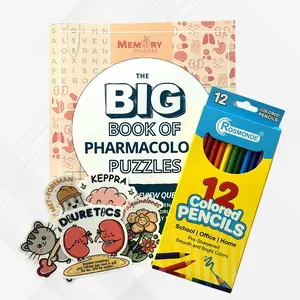 The Big Book of Pharmacology Puzzles Bundle (Stickers + Color Pencils)