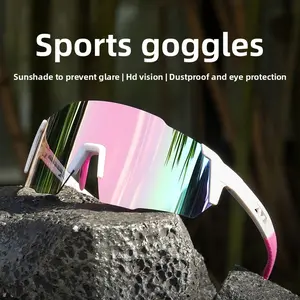 😎 Oversized Photochromic Sport Sunglasses |   Windproof & UV400 Protection |   Trendy Pink & White Frame |   Perfect for Cycling, Motorcycling & Outdoor Adventures |   Unisex Style!