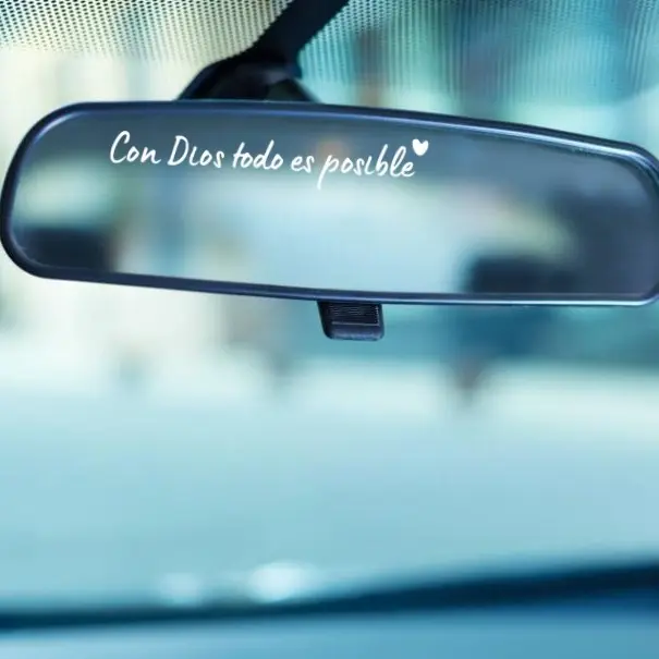 4 PCS Con Dios Todo Es Posible Vinyl Stickers - Spanish Christian Adhesive Vinyl Decals, Universal Car Sticker for Rearview Mirror, Laptop, Water Bottle - Removable, No Residue Inspirational Quote, Adhesive Vinyl Decal
