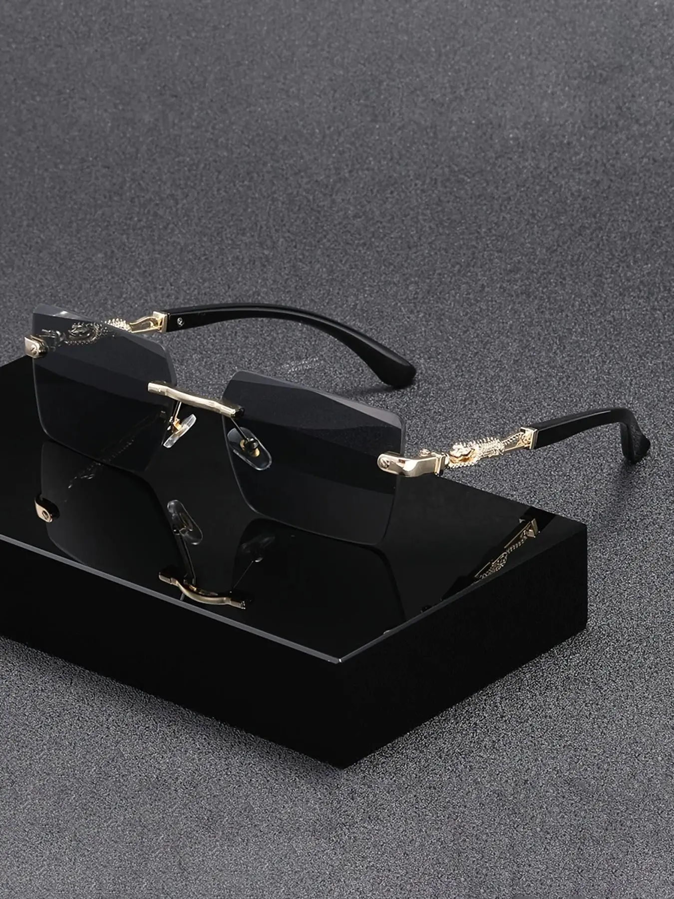 Men's Square Glasses, Classic Fashion Glasses, Casual Fashionable Rimless Glasses for Everyday Use, Fashion Accessories for Outdoor Activities, Stylish Trendy High Quality Eyewear