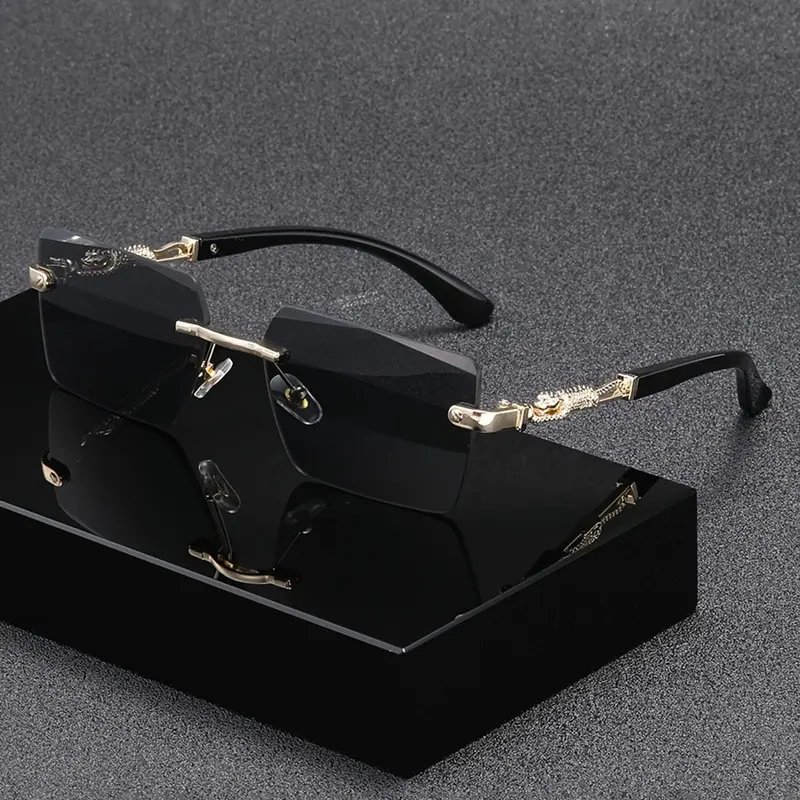 Men's Square Glasses, Classic Fashion Glasses, Casual Fashionable Rimless Glasses for Everyday Use, Fashion Accessories for Outdoor Activities, Stylish Trendy High Quality Eyewear, Fashion Accessory Eyewear