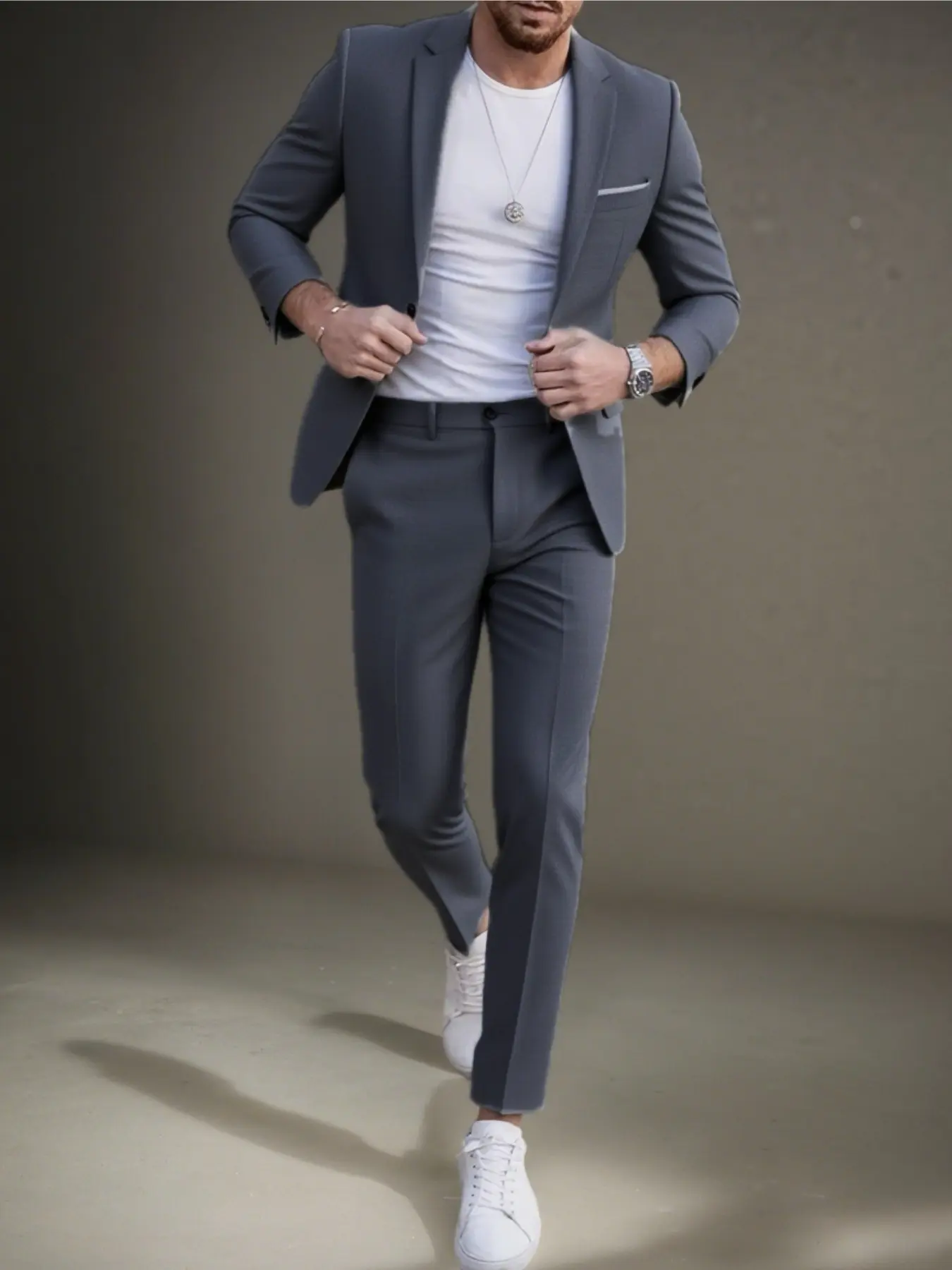 party formal Men'S High Quality 2pcs Business Suit Set, Comfortable Soft Breathable Slim Fit with Lapel Pocket and Button Design, Straight Leg Pants with Buttons, Elegant Wedding Attire for Formal Occasions Menswear Classic pant combination wrinkle-resist
