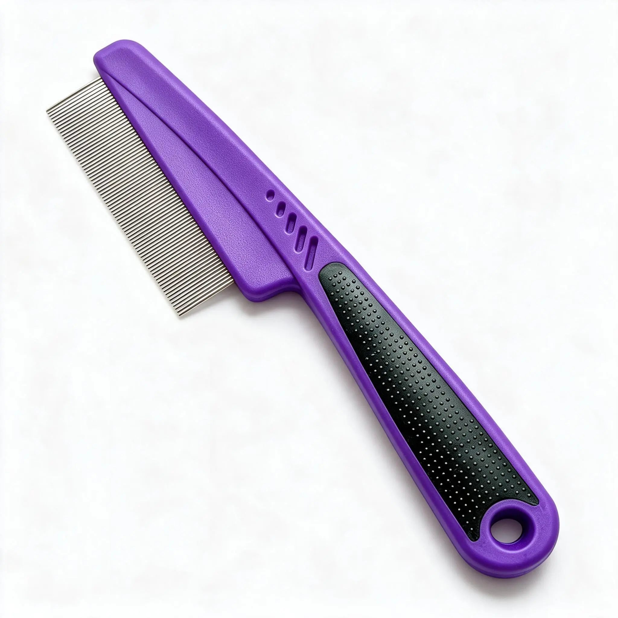 Stainless Steel Flea Comb with 1.0mm Fine Teeth, Dog & Cat Grooming Tool for Daily Coat Care, Removes Flea Debris & Supports Skin Health, Removes Debris
