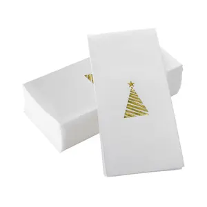 INYUDOME 25/50Pcs Printed Prefolded Disposable Linen-Feel Dinner Napkins - 11.81x16.92inch for Home Christmas Party, Bar