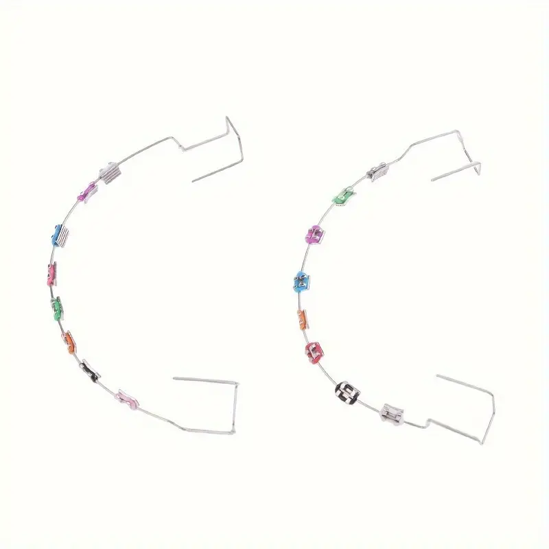 Temporary braces 1 Pair Vibrant Temporary Tooth Decorations - Orthodontic Supplies with Colorful Metal Brackets, Ligature Ties, and Adjustable Metal Wires for Unique Smile Enhancement - Easy to Use Dental Accessories Oral Steel stylish women men
