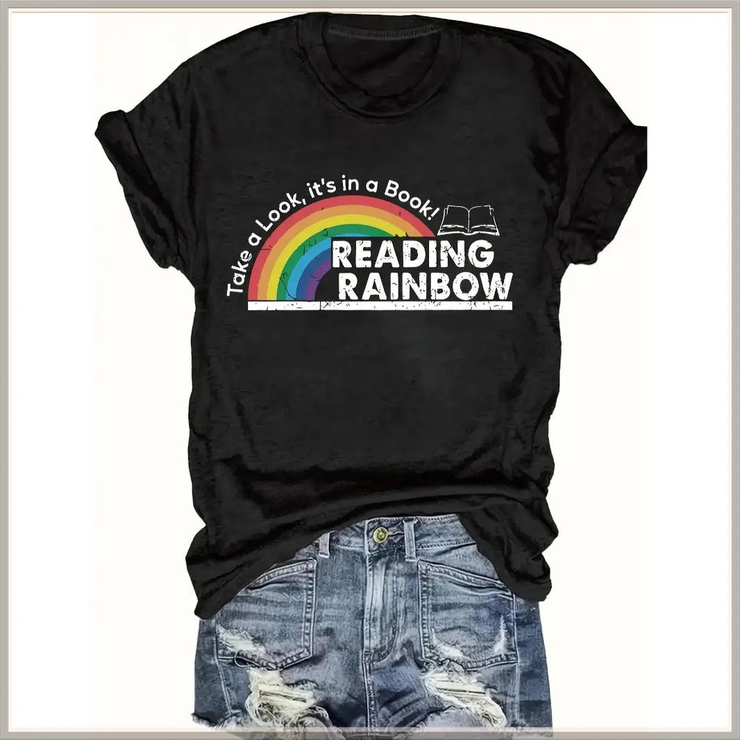 Viral Book Lover Tee |   Retro Reading Rainbow Inspired Shirt, Teacher & Reader Vibe, Comfort Colors Oversized, Trending Back-to-School, Must-Have for Book Nerds