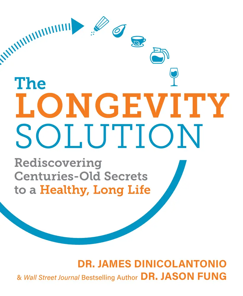 Used Like New Book - The Longevity Solution: 5 Simple Steps to Centuries-Old Healthy Aging Secrets via Calorie Restriction & Intermittent Fasting by James Dinicolantonio & Dr. Jason Fung (304pp English Paperback, Red Wine/Tea/Coffee Lifestyle Guide)