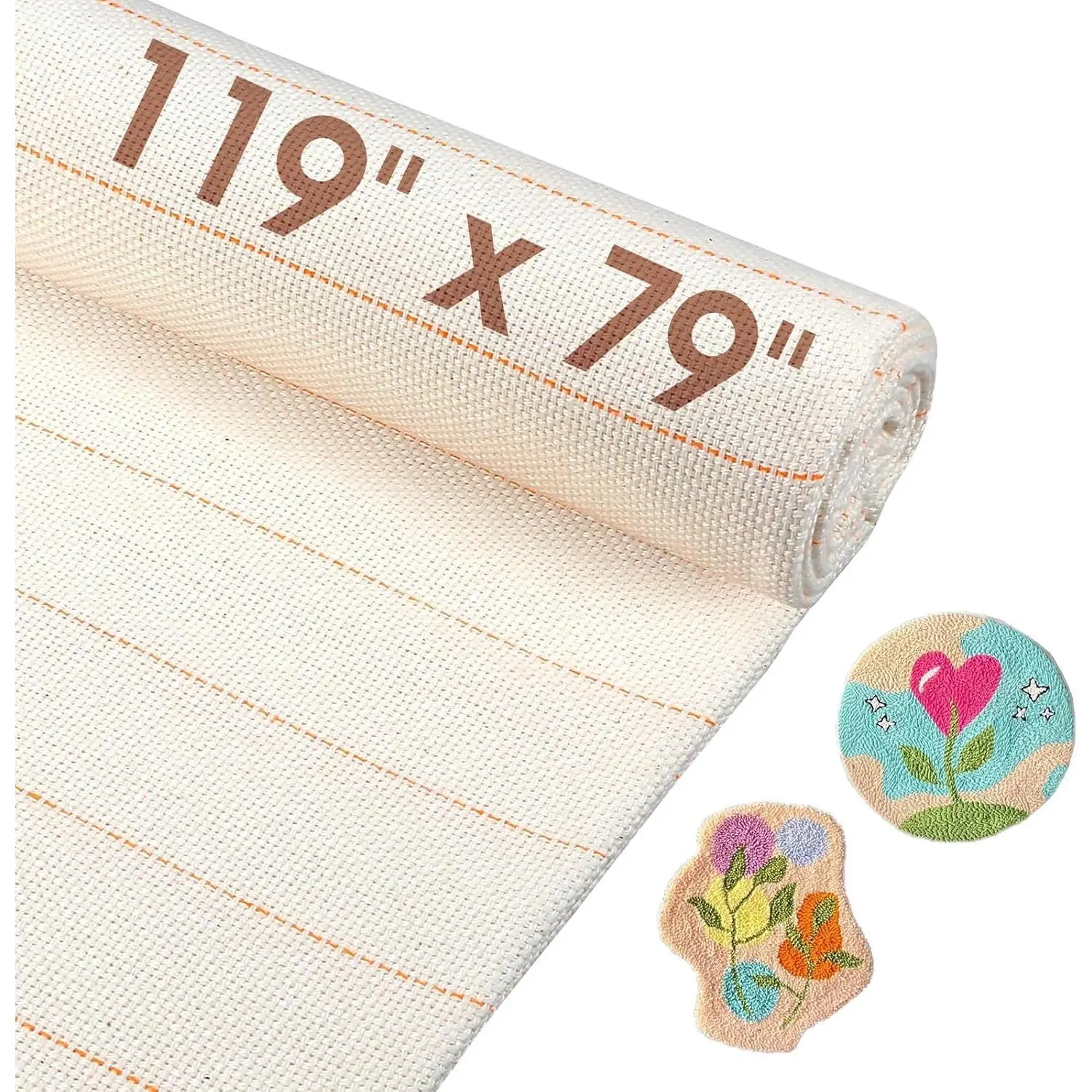 118" x 79" Large Tufting Cloth, Primary Tufting Cloth with Marked Lines for Tufting , Four Edges Sewn Monks Cloth for Punch  Tufting Rug DIY Crafts