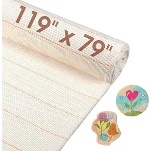 118" x 79" Large Tufting Cloth, Primary Tufting Cloth with Marked Lines for Tufting , Four Edges Sewn Monks Cloth for Punch  Tufting Rug DIY Crafts
