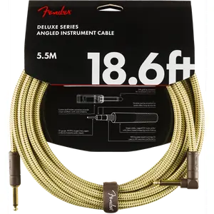 Fender Deluxe TWEED Guitar/Instrument Cable, Straight-Right Angle, 18.6' ft