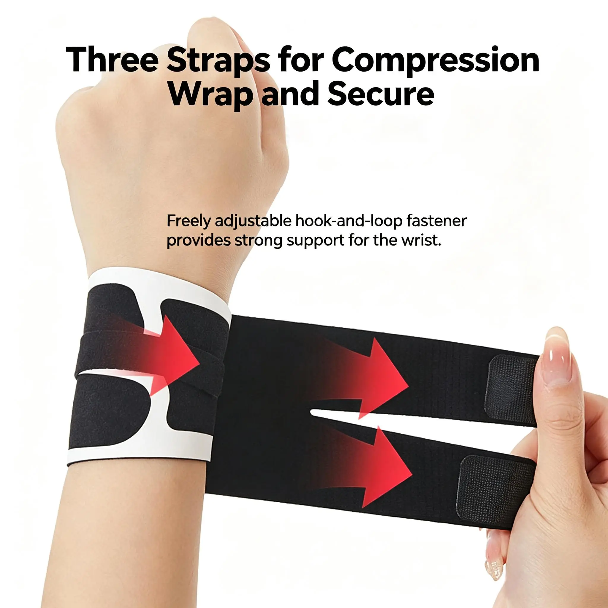 Unisex Adjustable Wrist Compression Brace Strap - Plain, Supportive Polyamide, One Size Fits All, Breathable Non-Slip Wrist Support for Weightlifting, Office Use