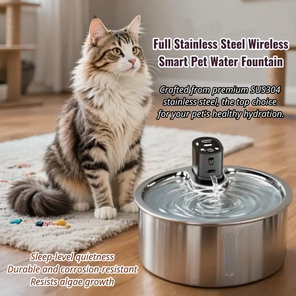 PetSafe 2026 Upgraded Smart Pet Water Fountain - SUS304 Stainless Steel, 3L Large Capacity, Auto Sensing, 20dB Ultra Quiet, 4-Stage Filtration, Self Cleaning, BPA Free, Winter Heating Base Option, 4000mAh Battery for Cats & Dogs, Hygienic Waterguard