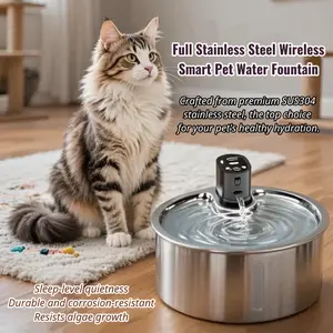 PetSafe 2026 Upgraded Smart Pet Water Fountain SUS304 Stainless Steel 3L Large Capacity Auto Sensing Ultra Quiet 20dB 4-Stage Filtration Self Cleaning BPA Free Winter Heating Base Option 4000mAh Battery for Cats and Dogs
