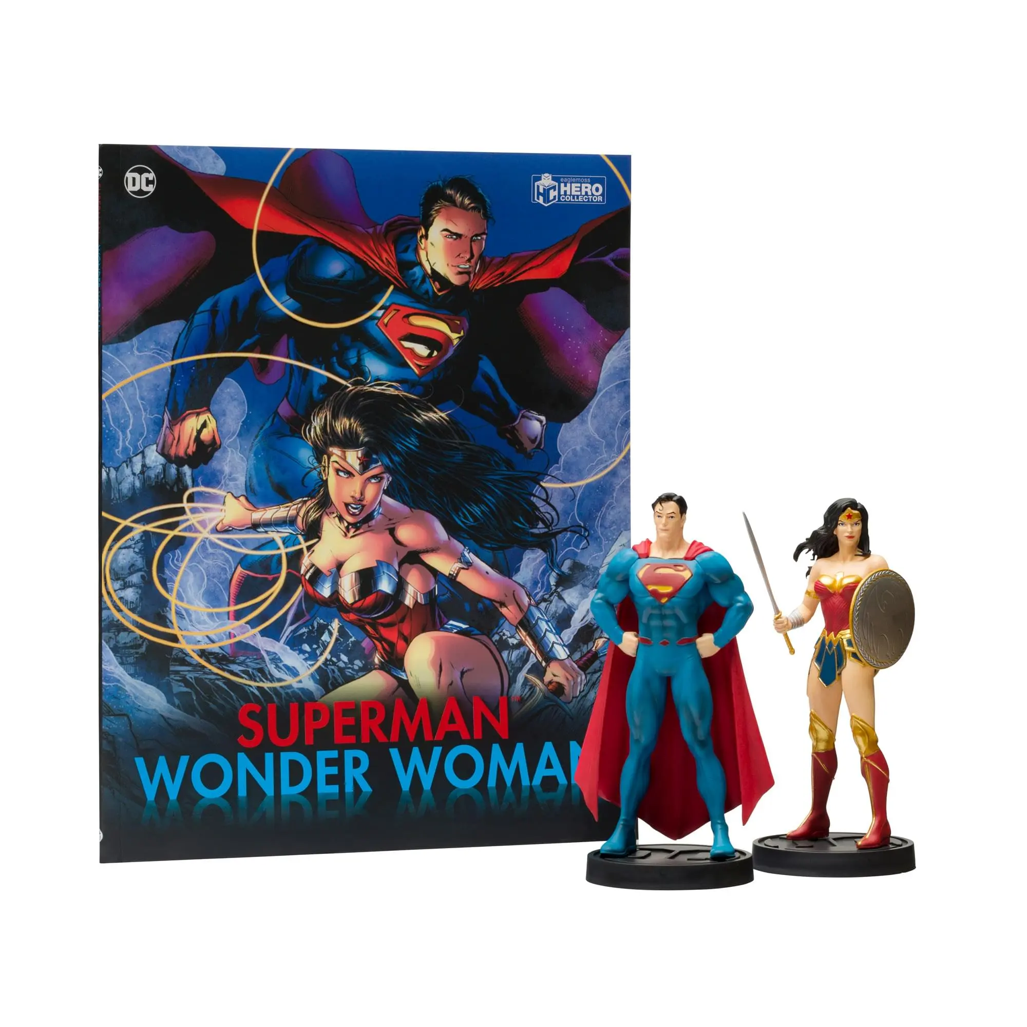 Eaglemoss DC Comics Superman & Wonder Woman Collector's Edition Action Figure Set with Collectibles Book