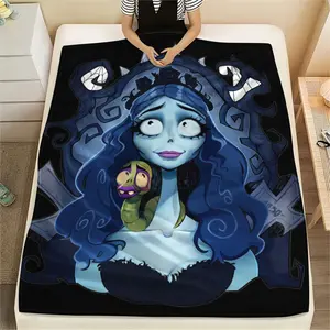 Puppet animation film Tim Burton's Corpse Bride (19) pattern soft and comfortable flannel blanket, suitable for napping in the living room, camping, machine washable all season blanket, air conditioning blanket