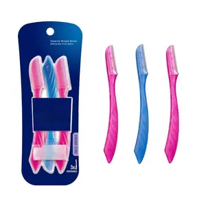 Skin Care Tools with Precision Covers, 3ct, Peach Color Hair Removal Razor for Women, Facial Shaving Knife, Gentle & Effective