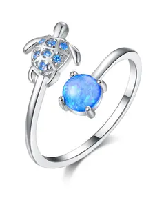 Sea Turtle Ring Imitation Opal Rings for Women, Perfect Gift for Birthdays & Anniversaries, Daily Wear Accessory for Her（with box）