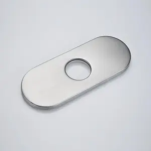 6 Inch Faucet Deck Plate for Bathroom Sink - Universal Fit for 1 Hole or 3 Hole 4 Inch Centerset Basins - Escutcheon Faucet Plate - Stainless Steel Faucet Hole Cover(Brushed Nickel)