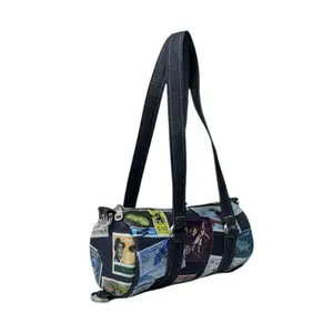 Denim Haiti Vintage Postage Mini Duffle - Barrel Bag