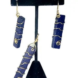 Lapis Lazuli Pendant and Earring set Daily Anniversary Birthday