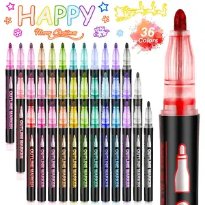 Outline Shimmer Markers 36 & 48 Glitter Metallic Gel Pens for Coloring Trendy Fun Art Crafts School Journaling Supplies for Kids Girls Ages The Best Gift for Children