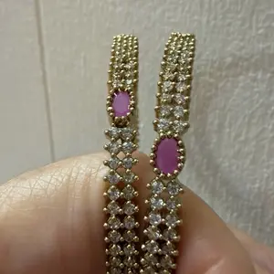 Indian Bangles for Women in AD Stones & Ruby Color Stone in Antique Polish. Suitable for Any Occasion Stackable Elegant Traditional Fashionable