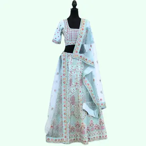 Full Designer Light Blue Lehenga