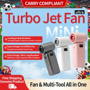Portable Turbo Jet Fan, Cooling Fan & Multi-Tool, 6 Speeds, 6000mAh Lithium Battery, USB-C Fast Charge. For Stoking BBQ fires, Outdoor Pet Drying, Electronics Air Duster, Car Interior Crevice Cleaning, Car Snow/Leaf Blower. Compressed Air Alternative