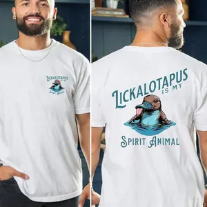 Lickalotapus Spirit Animal Tee, Men's Funny Graphic T-shirt, Casual Daily Wear, Humorous Cotton Top for Comfort and Style
