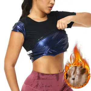 Women's Sauna Sweat Shirt Tummy Control Sauna Shirt Athletic Tee Compression T-Shirt Heat Trapping Sauna Vest for Women