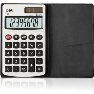 Calculator, Deli Standard Function Basic Calculator, Solar & Battery Dual Power Office Calculator With Cover, Metal Panel
