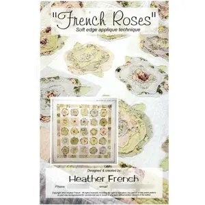 Heather French Roses Quilt Sewing Pattern Easy Soft Edge Applique, 57 Inches Square