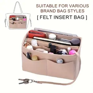 Felt Insert Pouch for Tote Bag Large Cosmetic Organizer Fashionable Women's Accessory Foldable Non-Washable Available in Black Red Light  Casual Style No Print No Oil Edge for Women Suitable for Everyday Use Per MW222476
