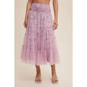 Floral Lilac Mesh Skirt