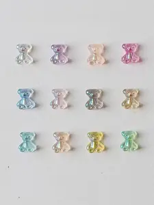 Resin Plastic Stud Earrings, Aurora Bear Transparent Ear Pins, Cute All-Over Print, Perfect for All Seasons, Trendy Fashion Jewelry
