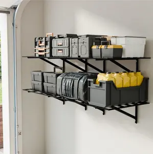 SunsGrove 4 Pack Heavy Duty Garage Shelves! 1600LB Capacity, Adjustable Steel Racks for Garage/Basement/Warehouse (Black) No Cap!