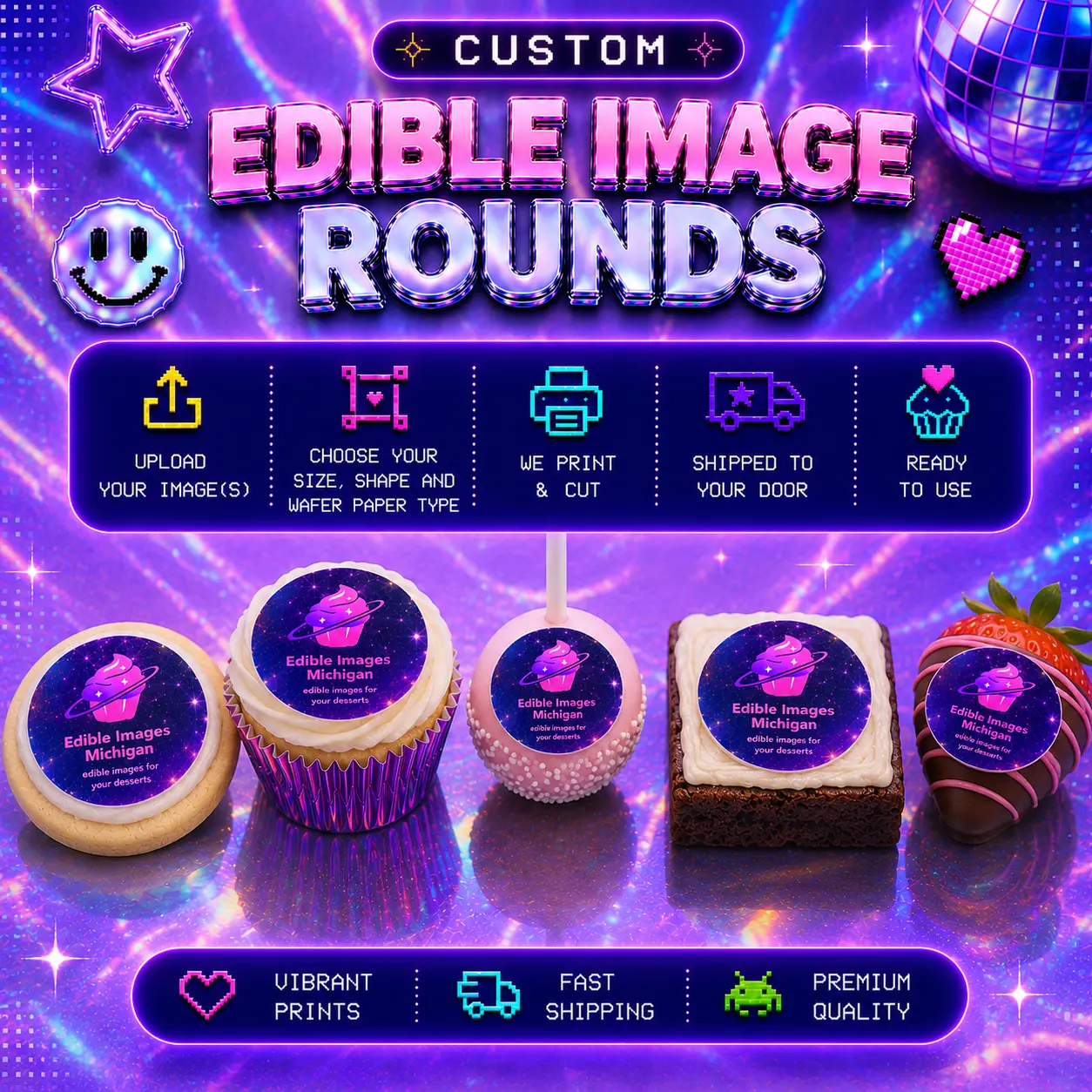 ✨ CUSTOM SET of edible image rounds ✨ UPLOAD YOUR IMAGE