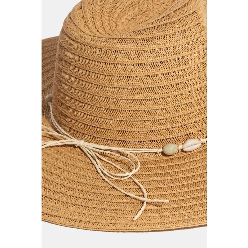 Fame Shell Beaded Wide Brim Straw Hat