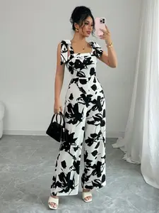Women's Fashion Floral Print Jumpsuit, Perfect for Spring Summer and Vacation, Stylish All-In-One