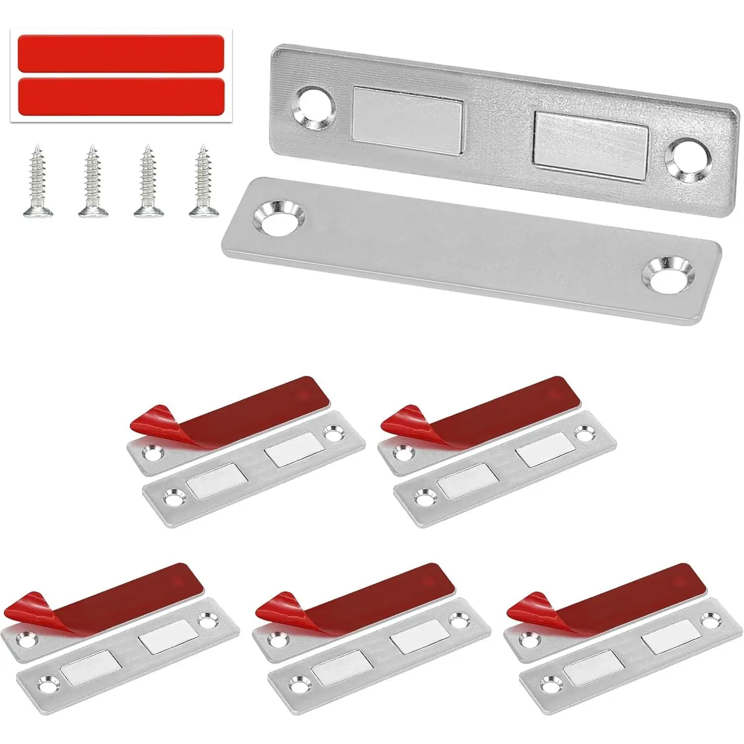 Cabinet  Catch, 6 Pack  Long Ultra Thin  Cabinet Door Catches, Adhesive Cabinet  for Kitchen Drawer Cabinet Door Closet, Concealed   Cabinet Latches