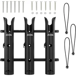 Tube Fishing Rod Holder Bracket Wall Mounted Boat Side Mount Tool Holder Tube Links with Screws 1/2/3/4/6 Pole Tube Fishing Rod Holders